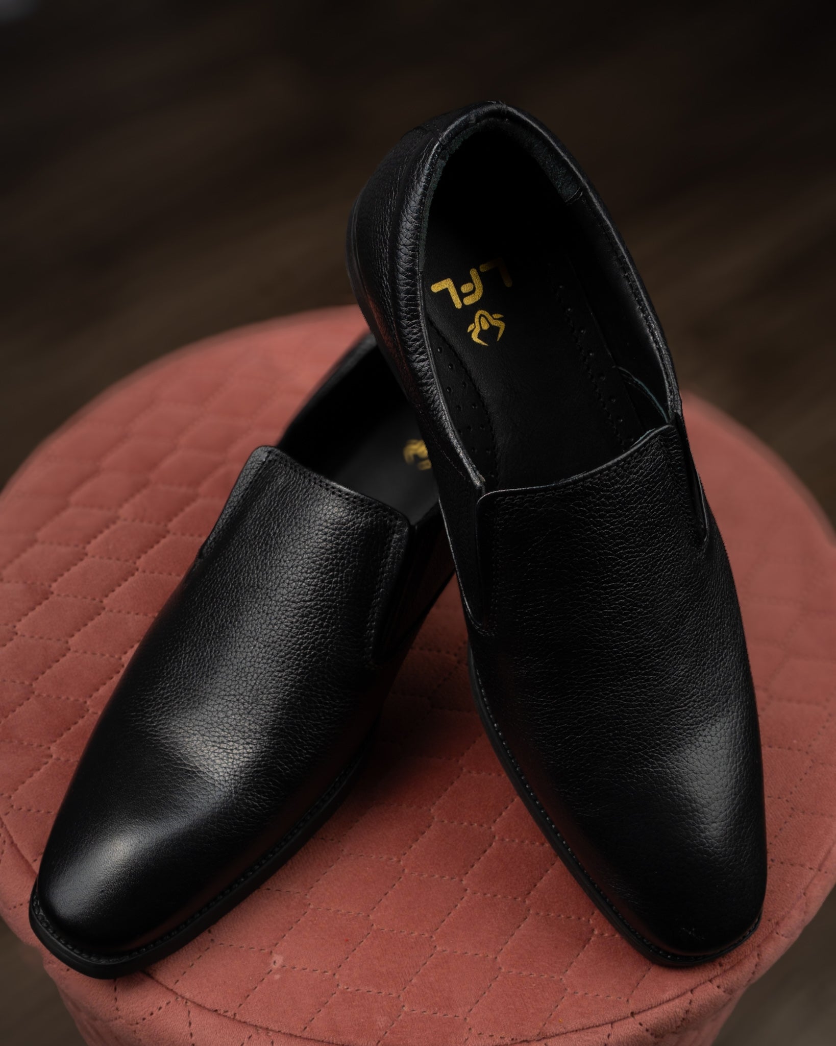 Men’s Black Leather Slip-On Shoes1