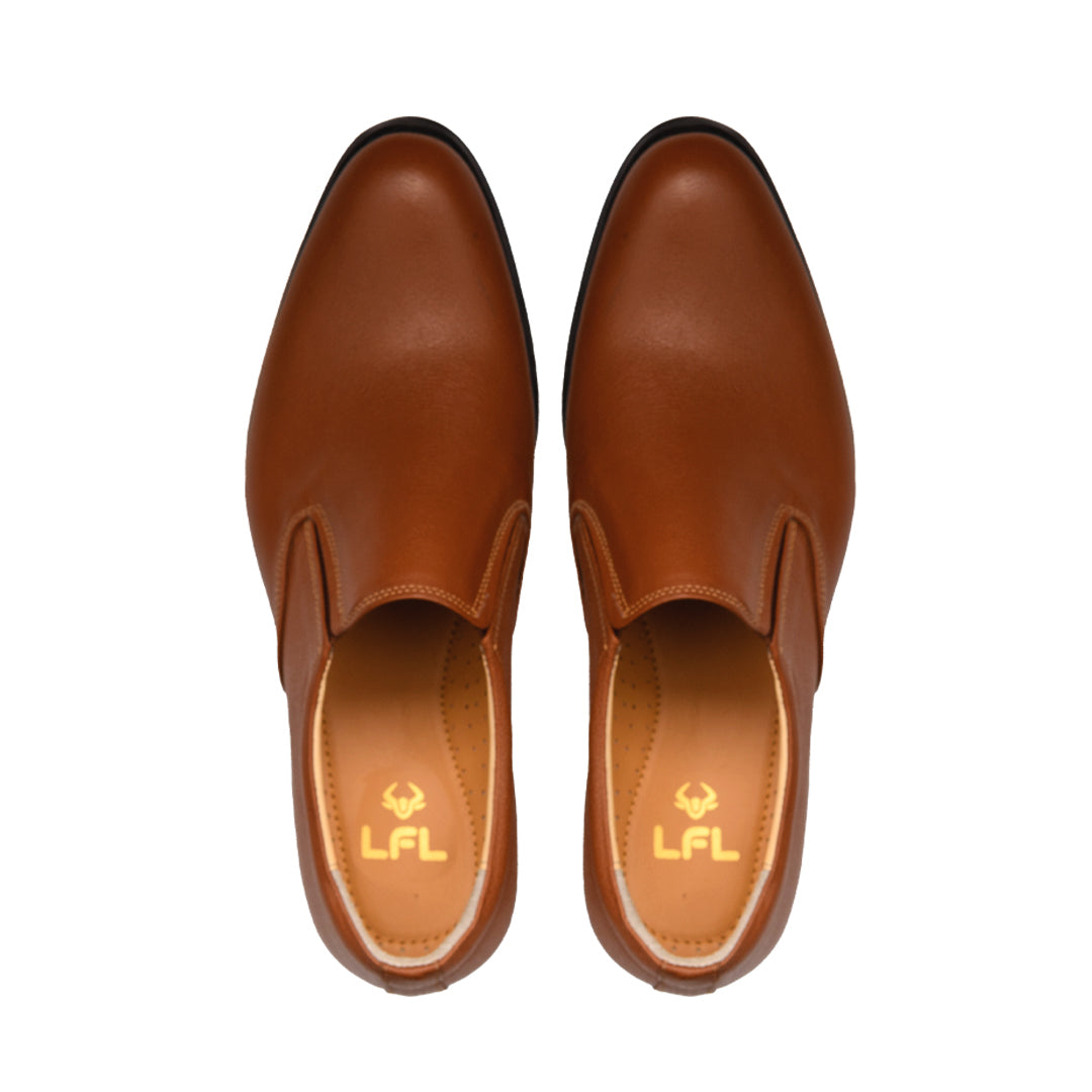 Men’s Tan Shrunken Leather Slip-On Shoe