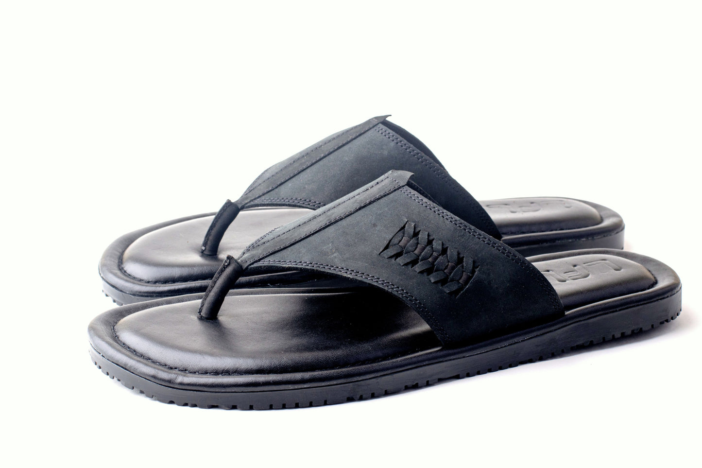 LFL MENS BLACK LEATHER SLIPPER/ FLIPFLOP / LFL-LC-105