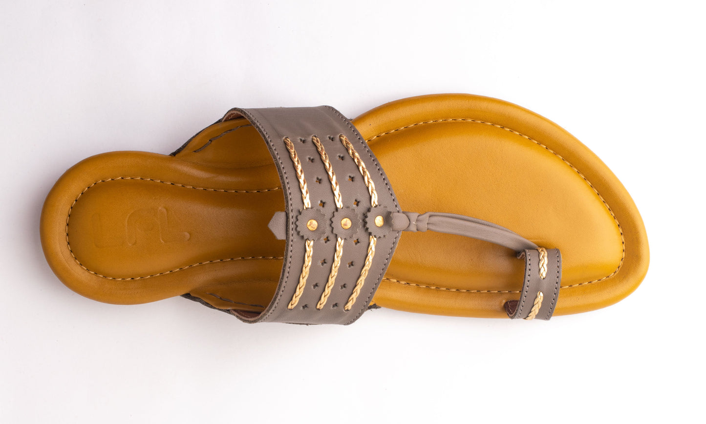 LFL Icy Grey Leather Kolhapuri Chappal/ Slippers/LFL-KL-014