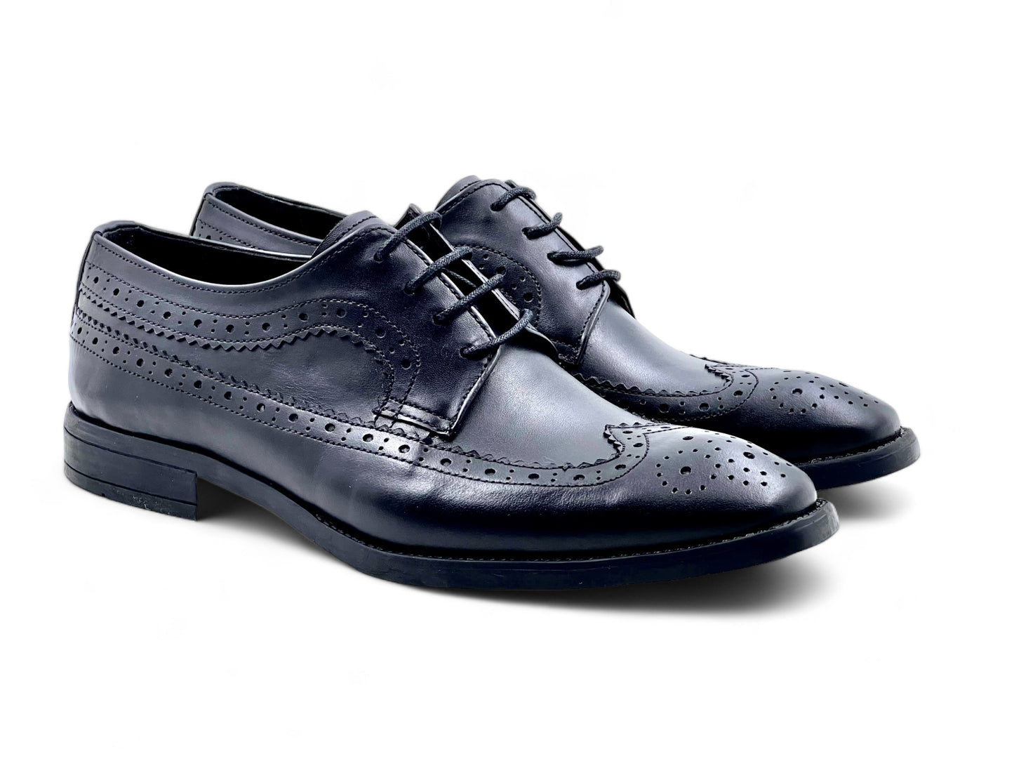 Men’s Black Leather Lace-Up Brogue Derby Shoes