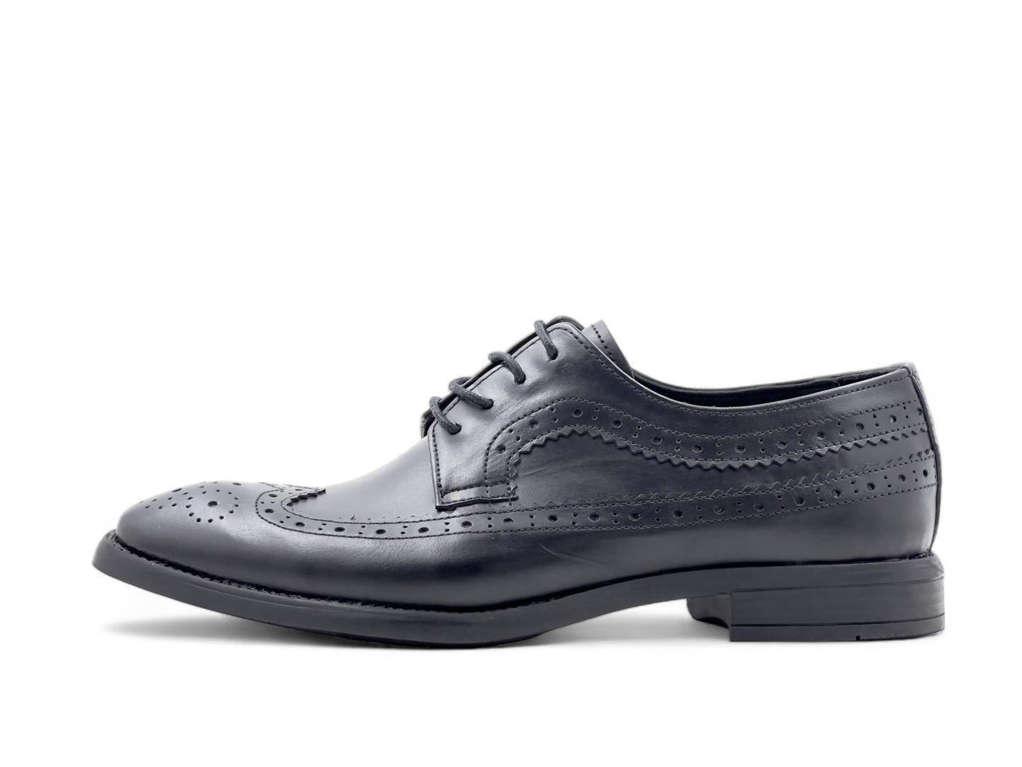 Men’s Black Leather Lace-Up Brogue Derby Shoes