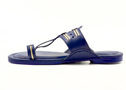 LFL Midnight Blue Leather  Kolhapuri  Chappal/Slipper LFL-KL-013