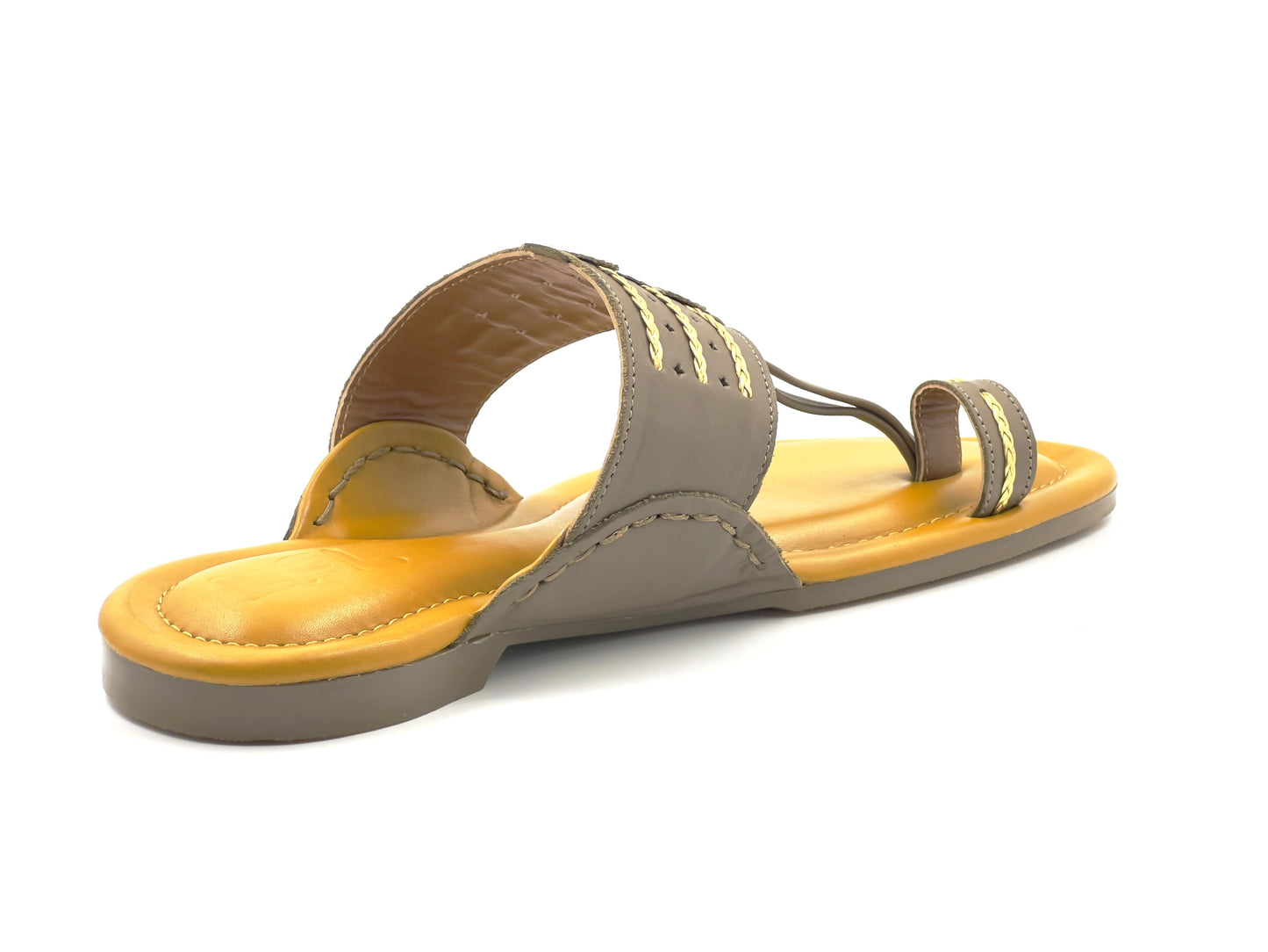 LFL Icy Grey Leather Kolhapuri  Chappal/ Slippers/LFL-KL-014