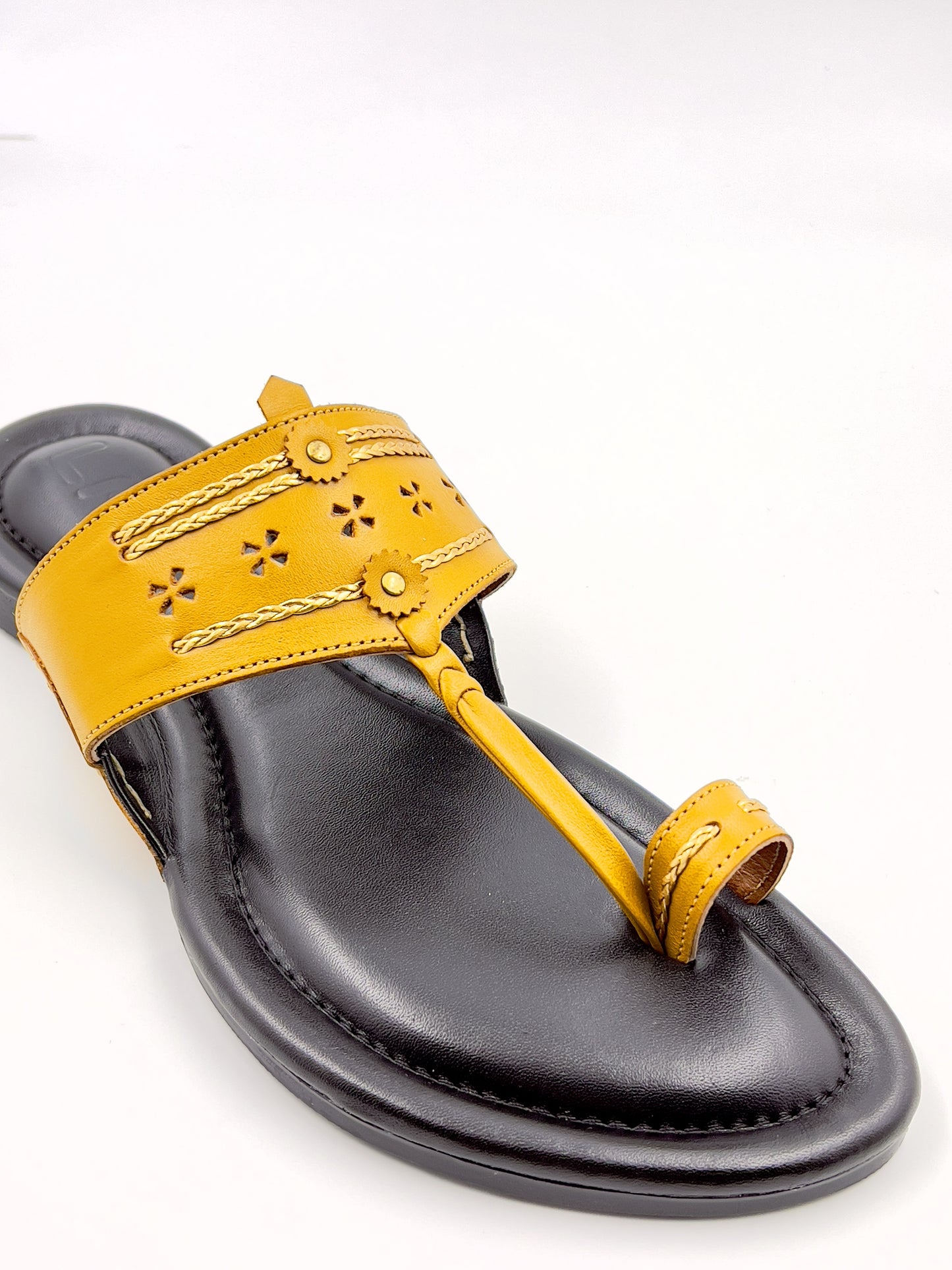 Mustard Men’s leather Kolhapuri Chappal/ Slippers -KL-006