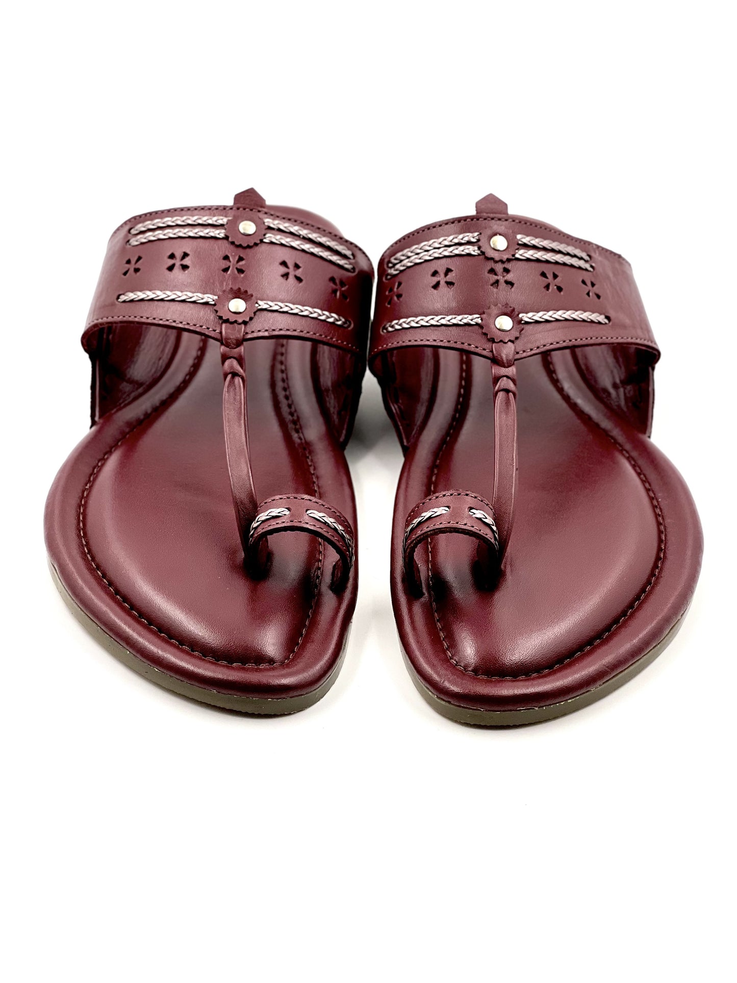 LFL Maroon Leather Kolhapuri  Chappal/ Slippers/LFL-KL-018