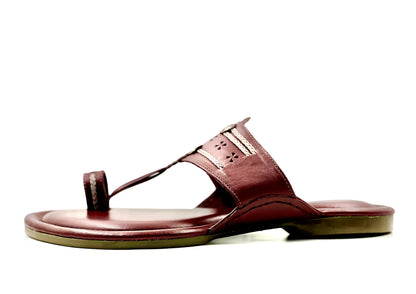 LFL Maroon Leather Kolhapuri  Chappal/ Slippers/LFL-KL-018