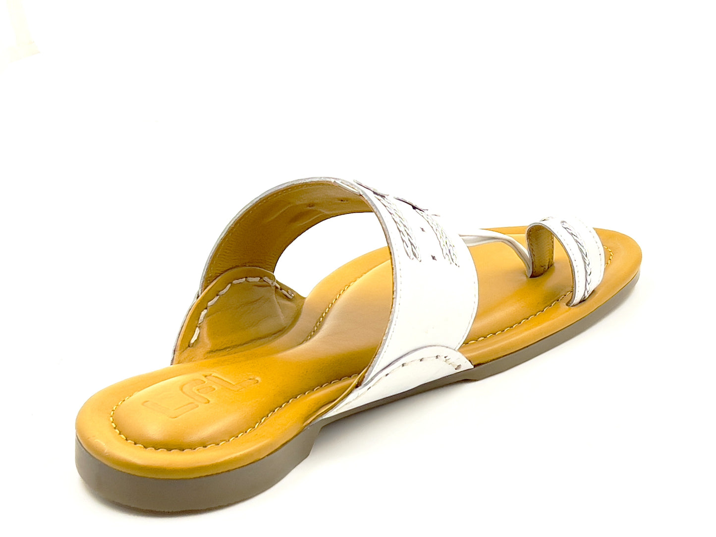 LFL White Leather Kolhapuri  Chappal/ Slippers/LFL-KL-015