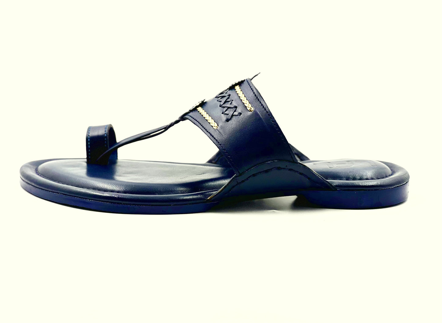 LFL Men's Blue leather Kolhapuri  Chappal/ Slippers/LFL-KL-012