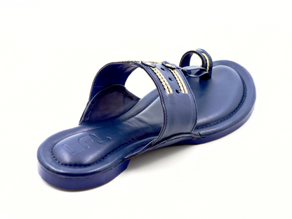 LFL Midnight Blue Leather  Kolhapuri  Chappal/Slipper LFL-KL-013