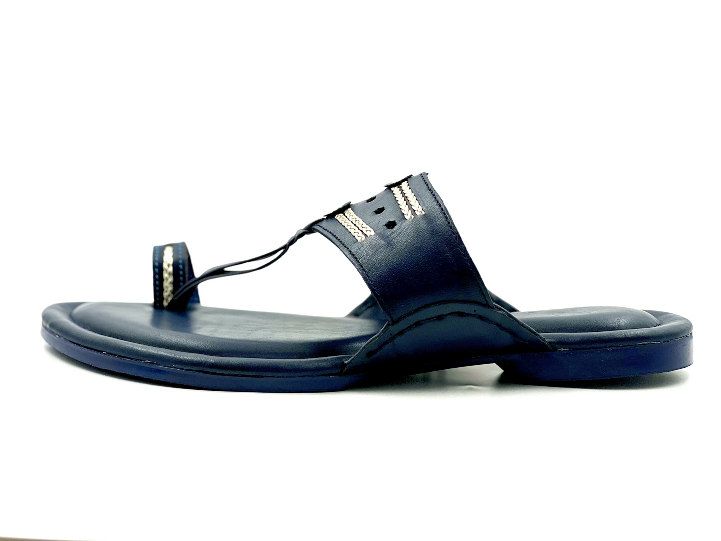 LFL Midnight Blue Leather  Kolhapuri  Chappal/Slipper LFL-KL-013