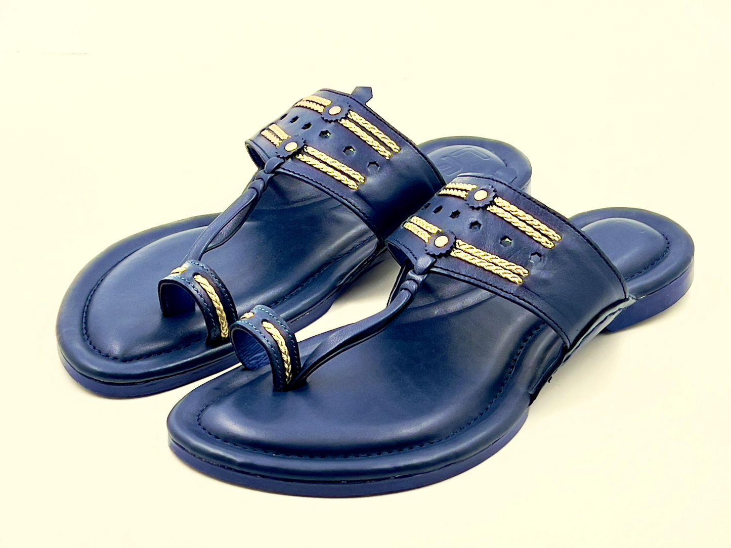 LFL Midnight Blue Leather  Kolhapuri  Chappal/Slipper LFL-KL-013