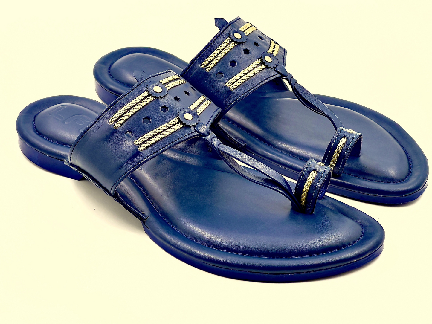 LFL Midnight Blue Leather  Kolhapuri  Chappal/Slipper LFL-KL-013