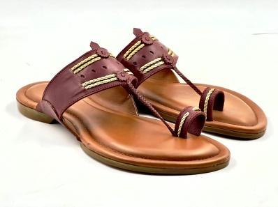 LFL Burgundy leather Kolhapuri  Chappal/ Slippers/LFL-KL-007