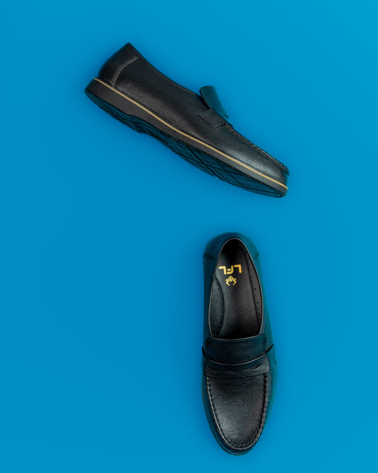 Men’s Black/Brown Leather Slip-On Shoes