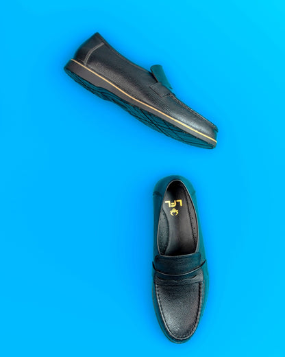 Men’s Black/Brown Leather Slip-On Shoes