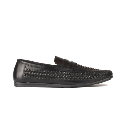 Men’s Black Leather Slip-On Hurachi Shoes