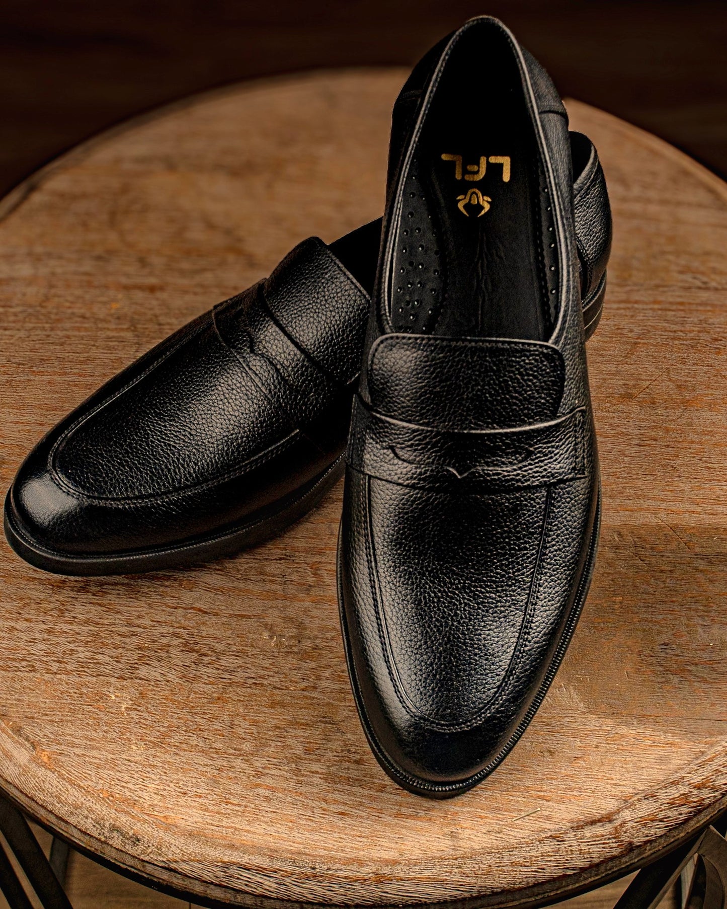 Men’s Black Leather Slip-On Shoes