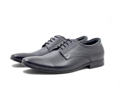 Men’s Black Leather Lace-Up Derby Shoes