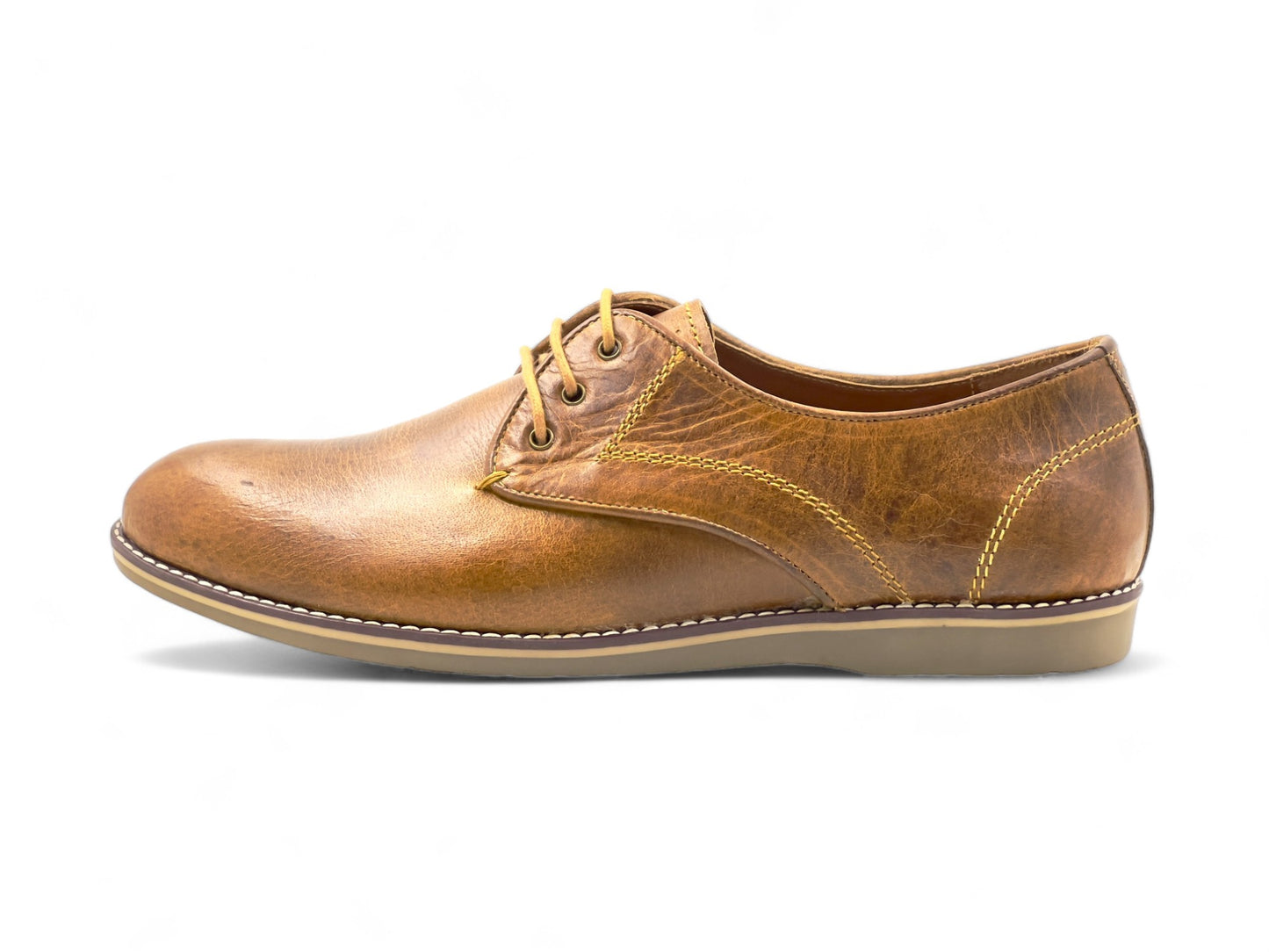 Men’s Tan Leather Lace-Up Derby Shoes