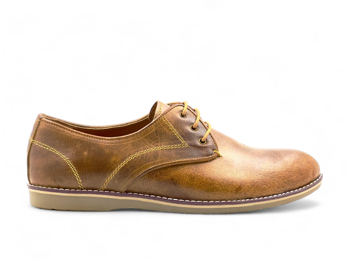 Men’s Tan Leather Lace-Up Derby Shoes