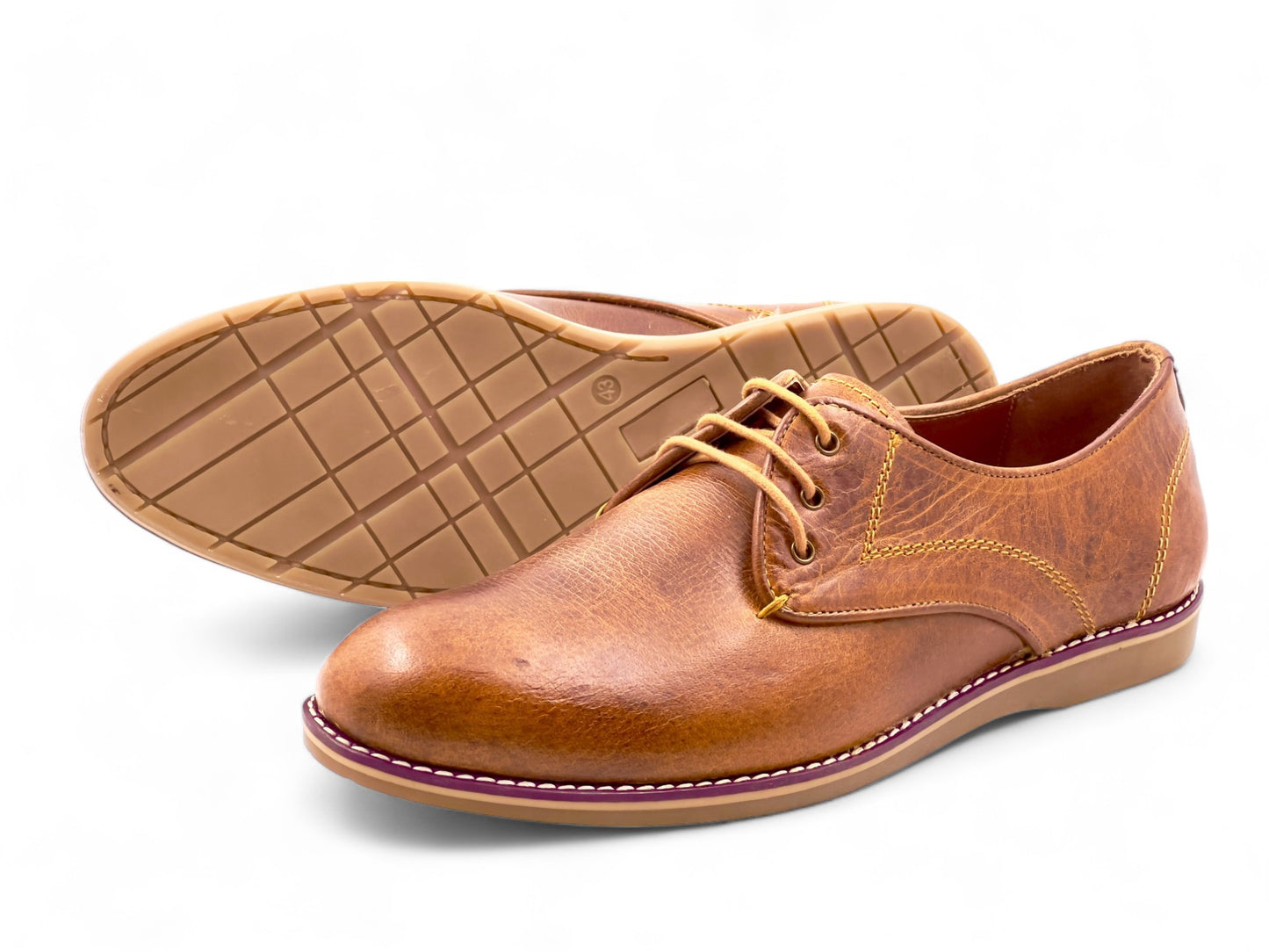 Men’s Tan Leather Lace-Up Derby Shoes