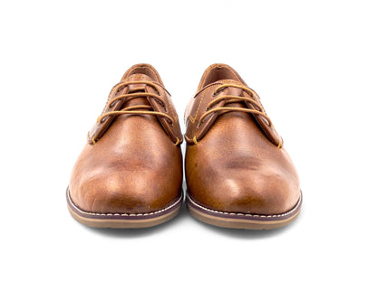 Men’s Tan Leather Lace-Up Derby Shoes