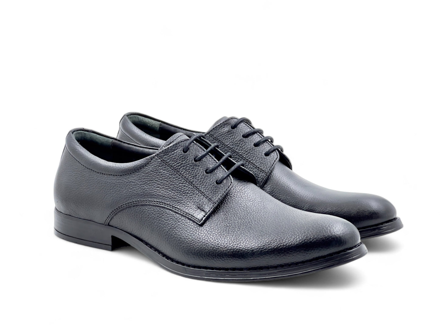 Men’s Black Leather Lace-Up Derby Shoes