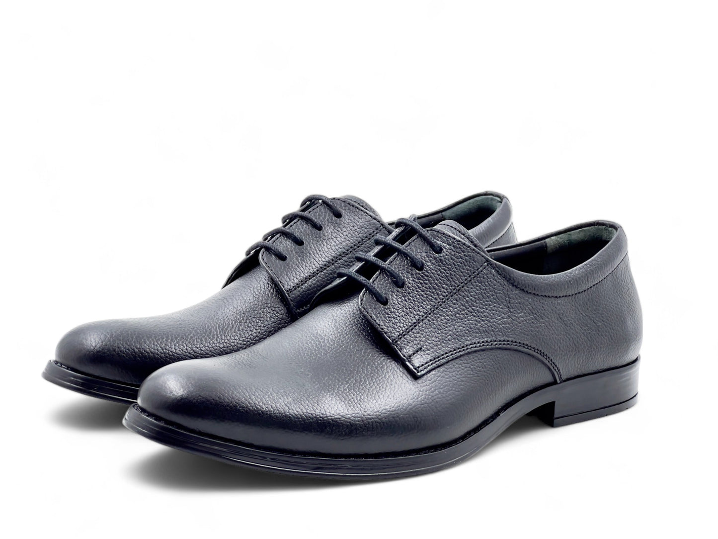 Men’s Black Leather Lace-Up Derby Shoes