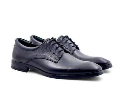 Men’s Black Leather Lace-Up Derby Shoes