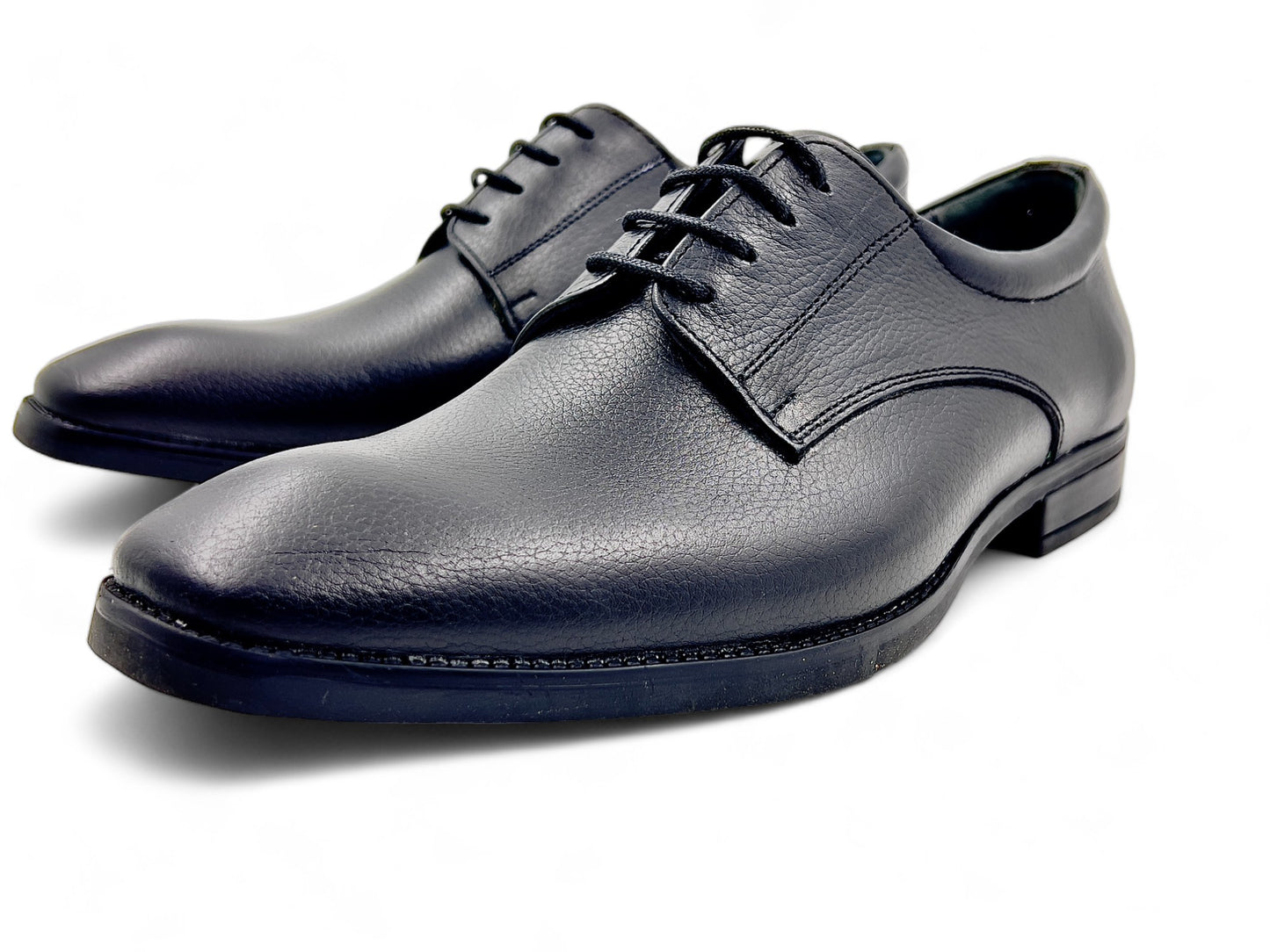 Men’s Black Leather Lace-Up Derby Shoes