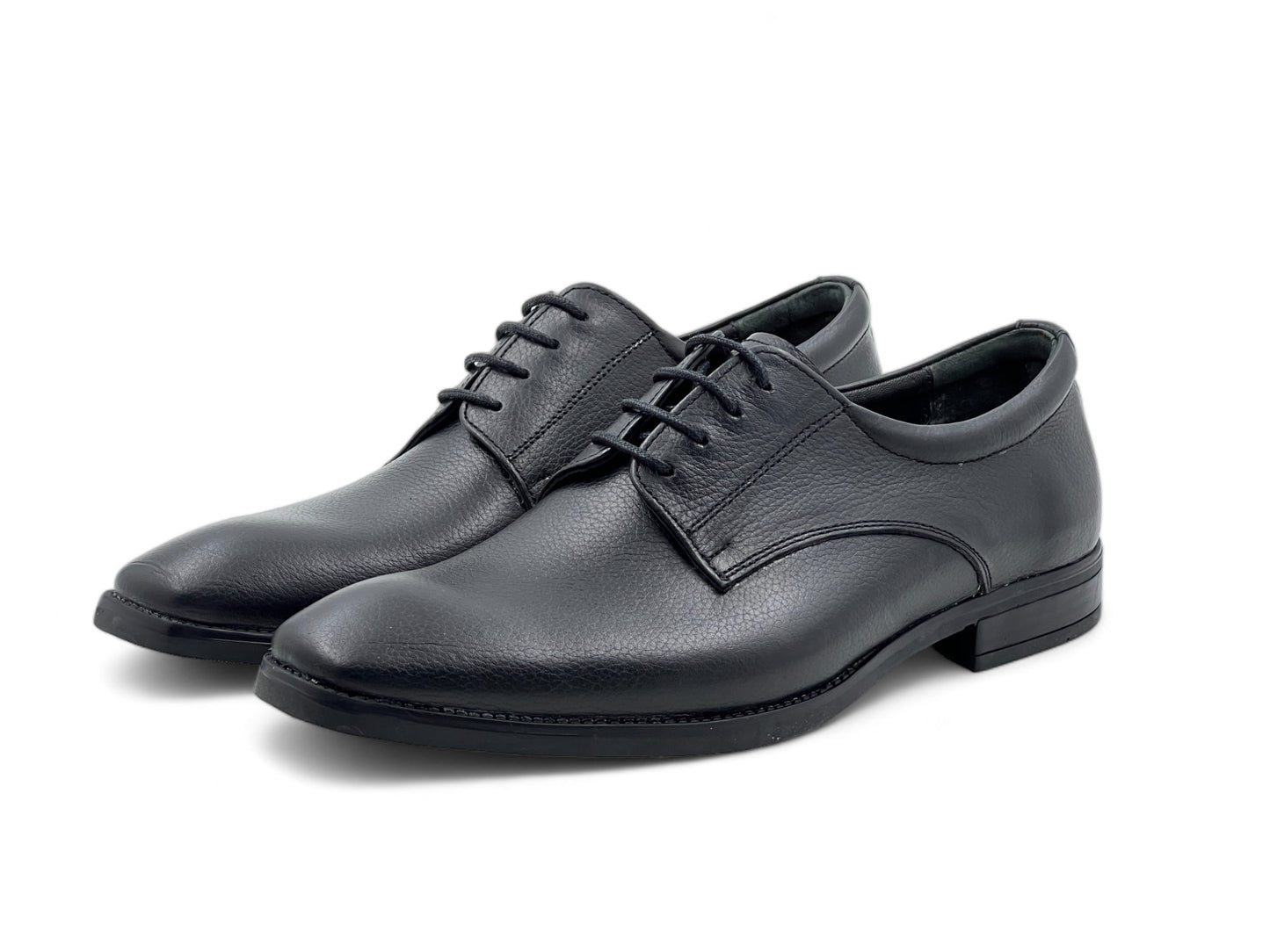 Men’s Black Leather Lace-Up Derby Shoes