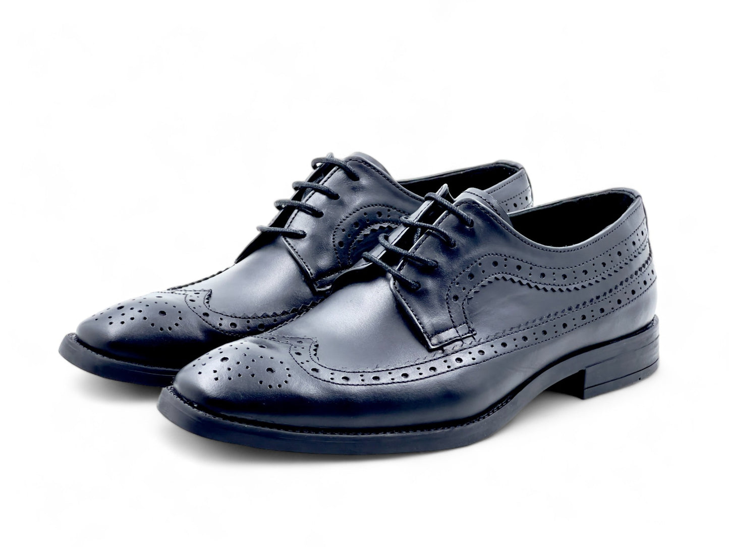 Men’s Black Leather Lace-Up Brogue Derby  Shoes