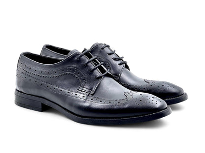 Men’s Black Leather Lace-Up Brogue Derby  Shoes