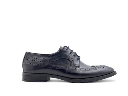 Men’s Black Leather Lace-Up Brogue Derby  Shoes