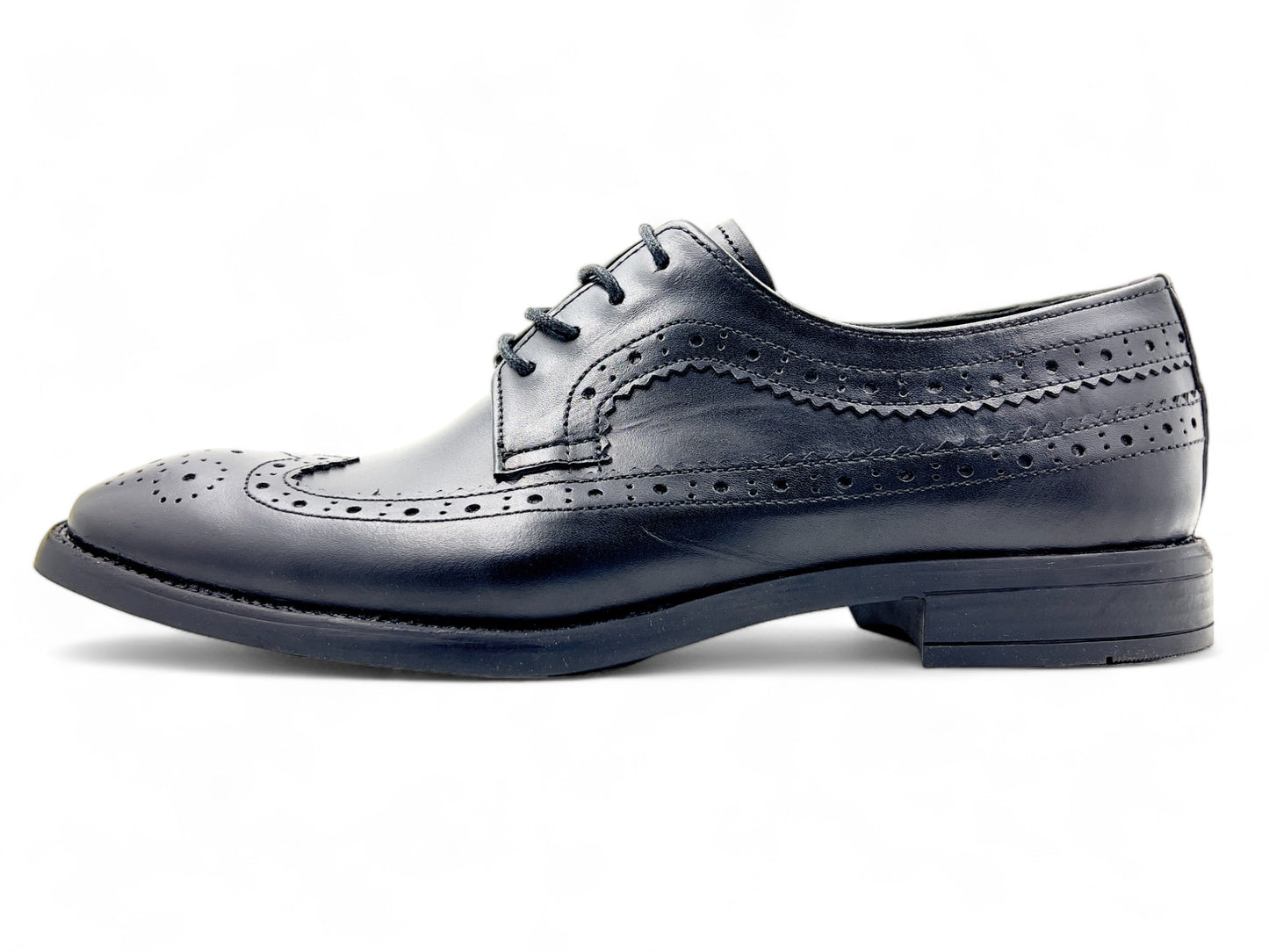 Men’s Black Leather Lace-Up Brogue Derby  Shoes