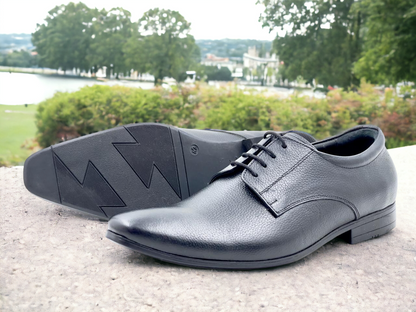 Men’s Black Leather Lace-Up Derby Shoes