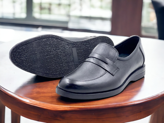 Men’s Black Leather Slip-On Shoes