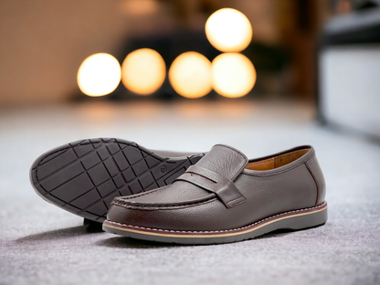 Men’s Black/Brown Leather Slip-On Shoes