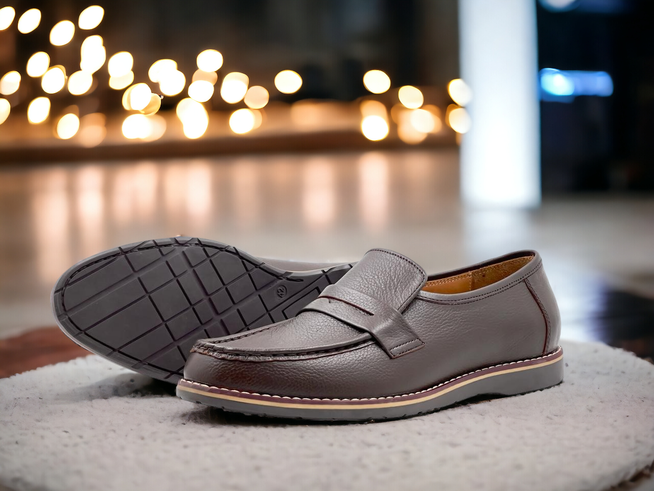 Men’s Black/Brown Leather Slip-On Shoes