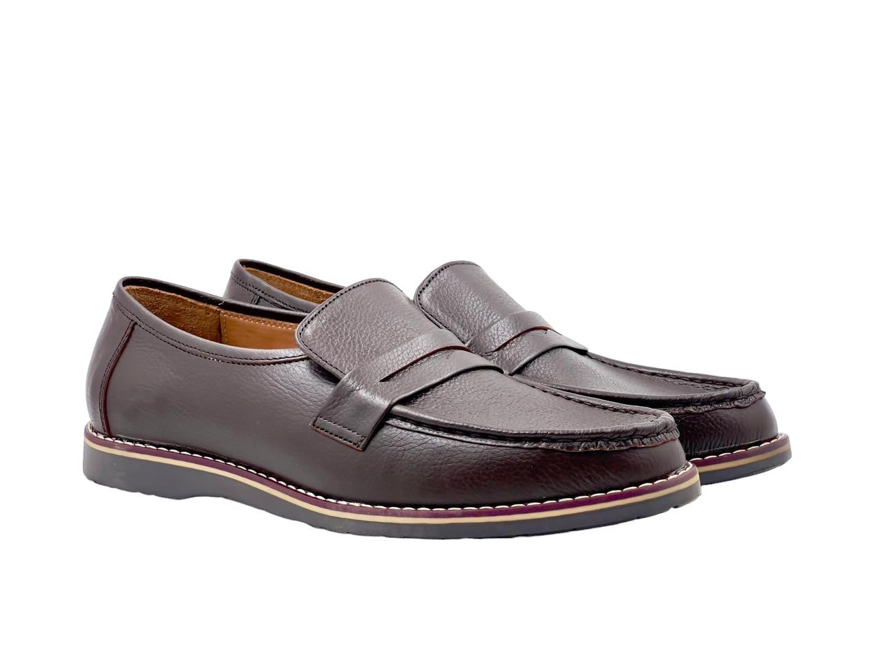 Men’s Black/Brown Leather Slip-On Shoes