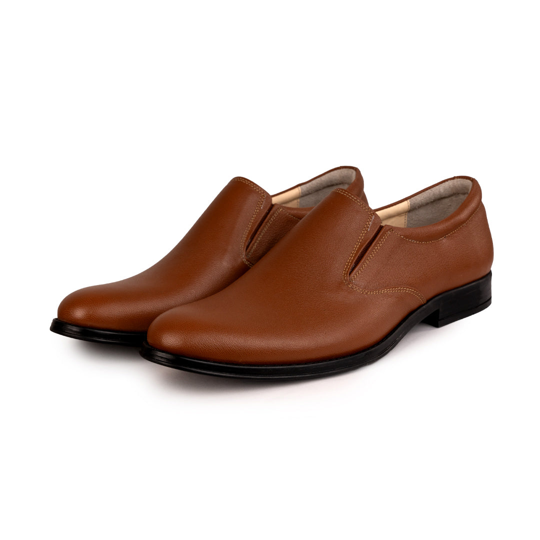 Men’s Tan Shrunken Leather Slip-On Shoe