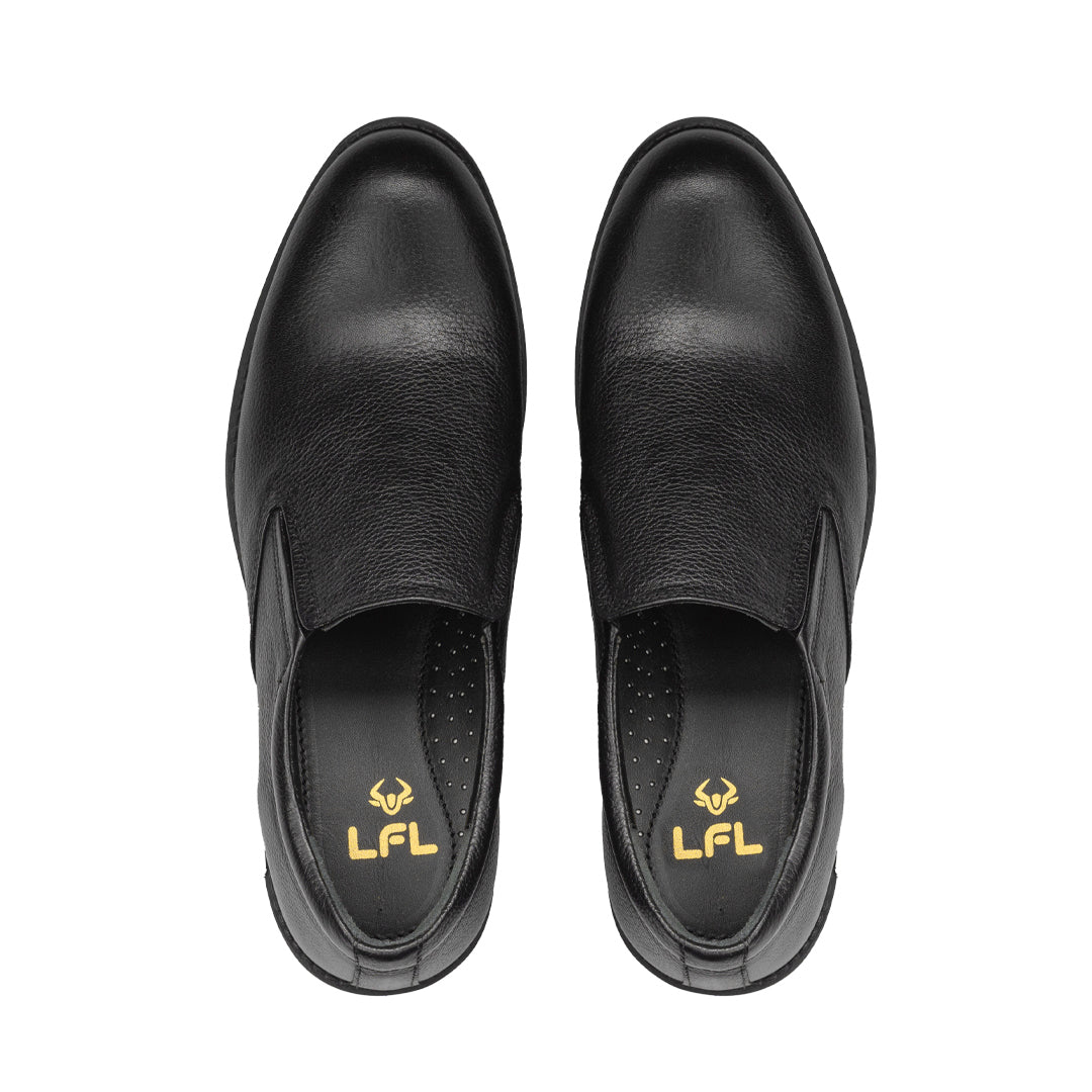 Men’s Black Leather Slip-On Shoes