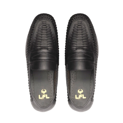 Men’s Black Leather Slip-On Hurachi Shoes