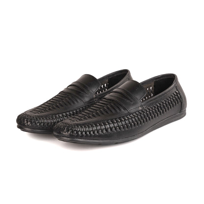 Men’s Black Leather Slip-On Hurachi Shoes