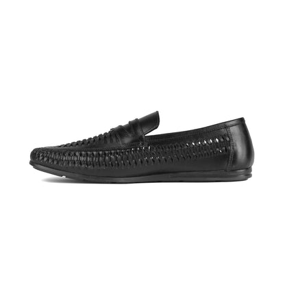 Men’s Black Leather Slip-On Hurachi Shoes