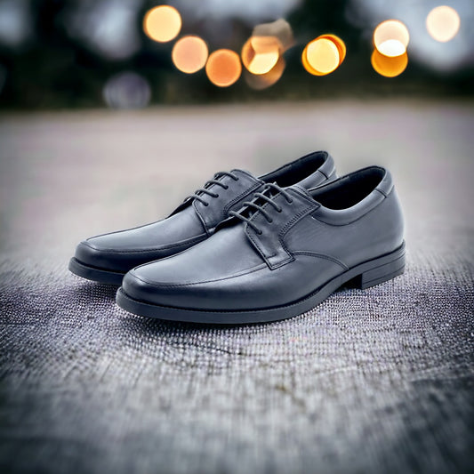 Men’s Black Leather Lace-Up Derby Shoes