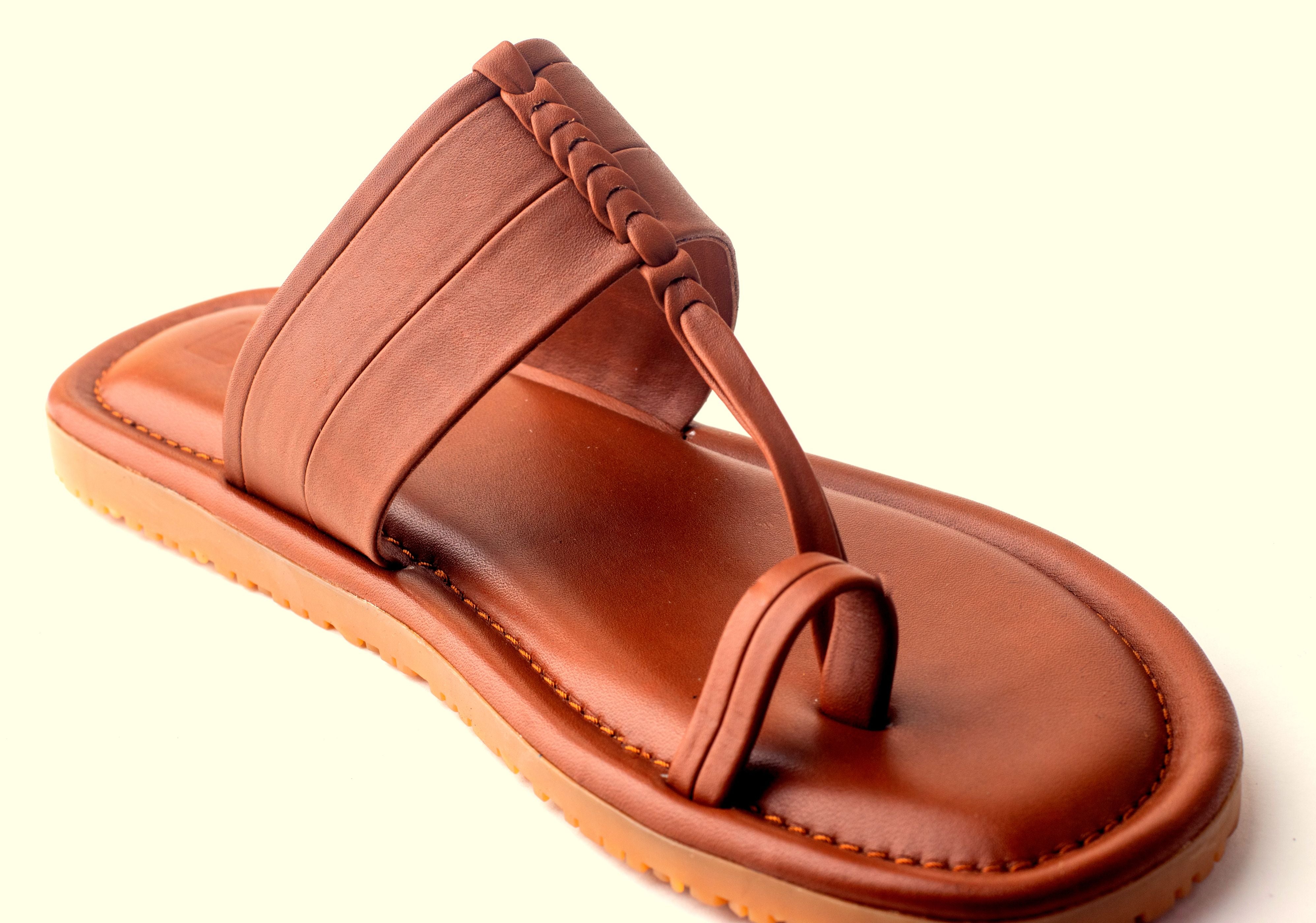 Women bohemian sandals Kolhapuri Chappal,Summer Slide Sandals Women Leather  Flat | eBay